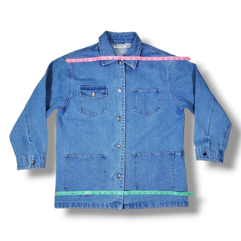 Vintage Basic Editions Med Wash Button Denim Jacket Men's Medium - Picture 5 of 9